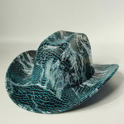 Halloween cosplay hat men's and women's cowboy hat snake pattern faux leather cowboy chapeau cowboy 