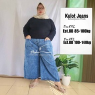 Hoshi Celana Kulot Jeans Super Jumbo Kekinian Bahan Jeans Wosh Untuk BB 85kg Hingga 140kg Pinggang F