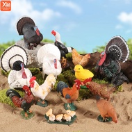 Simulation Farm Animals Poultry Turkey Rooster Hen Figurines Model Action Figures Educational Toy Fo