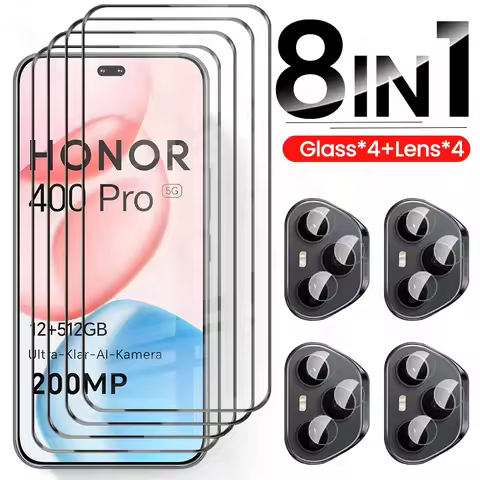 For Honor 400 Pro 5G Case 8 In 1 Tempered Glass Curved Screen Protector Honor400Pro Honor400 Pro Hon