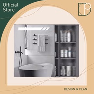 Design Plan Bathroom Wall-Mounted Grey Door Smart Sensing LED Mirror Cabinet