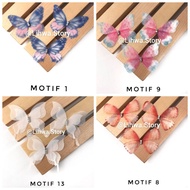 1 PC - TRANSPARENT PEARL STACKED BUTTERFLY APPLICATION | ORGANZA MATERIAL | STICK APPLICATION