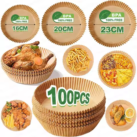 16/20/23CM Round Air Fryer Disposable Baking Paper Liners Non-Stick Oil-proof Parchment Paper Mat Fo