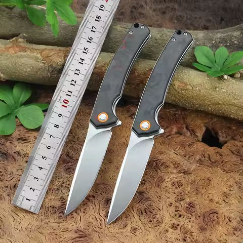 2026 new High Hardness D2 Steel Folding Knife Carbon Fiber Handle Ball Bearing Military Survival Sta