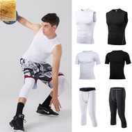 Men's Compression t Shirt Basketball Body Supporter Base Layer Sando Cycling Shorts Compression Vest