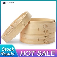 3 Piece Set - Bamboo Steamer Basket - Dumpling & Bun Steamer - Great for Cooking Buns Dim Sum Vegeta