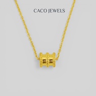 CACO 999 Pure Gold Pendant Necklace "Drum" with 18K Gold Plated Chain (1 Piece)