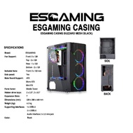 ﹍ § ◸ ESGAMING WHITE AND BLACK MESH GAMING CASE