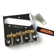 Wilkinson WTB Vintage Style Fixed Electric Guitar Bridge With Brass Saddles bridge Chrome silver Bla