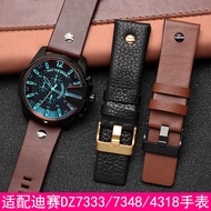 Suitable for Substitute Diesel Diesel Genuine Leather Watch Strap Men Women Large Dial Three Eyes DZ