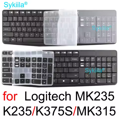 Keyboard Cover for Logitech MK235 K235 MK315 K375S 2019 2020 Wireless Black Clear Transparent Silico