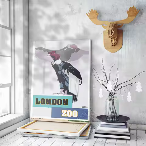 London Zoo Eagle Exhibition Poster, Gregory F Brown Vintage Art Animal Prints, Northern Europe Style
