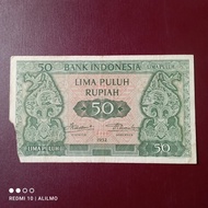 uang kertas lama 50 rupiah budaya tahun 1952