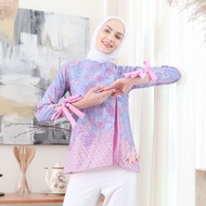 baju wanita blouse kombinasi batik fashion blouse kombinasi batik soft - ungu l