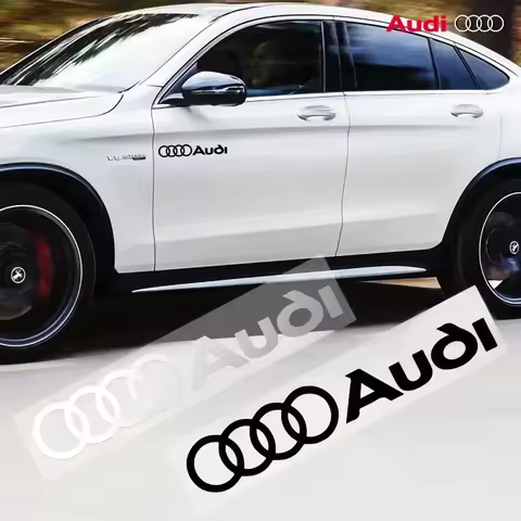 2Pcs Car Styling PVC Logo Side Body Fender Windshield Trunk Bumper Sticker For Audi RS S Line A3 A4 