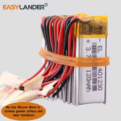 10PCS/Lot 401230 3.7V 120mAh Silicone Wires Rechargeable Li Lipo Battery Lithium Polymer LiPo Batter