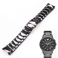 Suitable for Armani watch strap AR1474 1475 1476 men and women black and white 22mm 24mm ceramic watch strap celet band belt