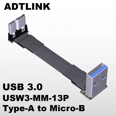 ADTLINK USB 3.0 Cable ADTLINK USB 3.0 Micro-B to Type-A Male to Male Fold 90° Flat Cable Micro-B USB