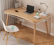 全城熱賣 - 電腦桌臺式實木（【桌椅組合款】弧形原木色+實木腿 ）