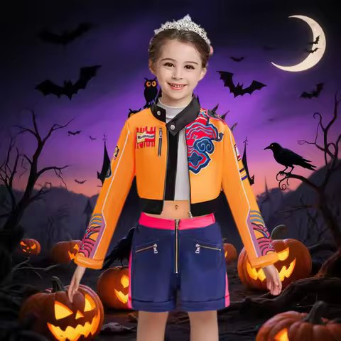 3Pcs Children KPop Rumi Demon Cosplay Hunter Costume Halloween Outfits Concert Singers Role-play Gir