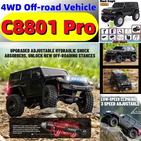 JHD For JJRC C8801Pro 1/18 RC Car Wrangler Off-road Climbing Vehicle 4WD 2.4G 3 Level Adjustment Dua