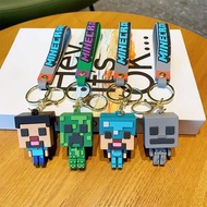 Gantungan Kunci Pixel Block Keychain Minecraft Soft Rubber Cartoon Game Cute Bag Car Accessories