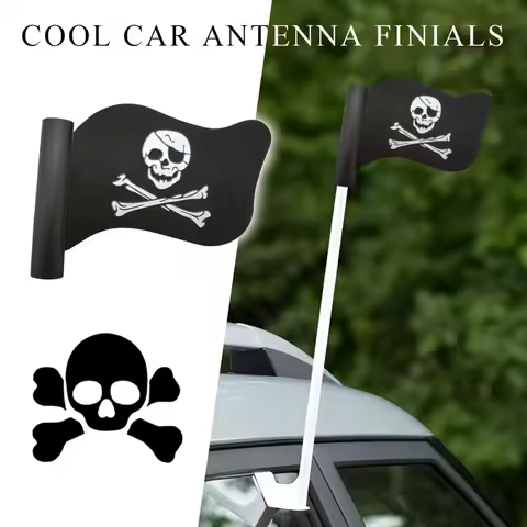 Pirate Skull Crossbones Car Antenna Cover 1Pc, EVA Weather Resistant Durable Vehicle Exterior Decora