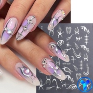 YAP 3D Holographic Fire Flame Nail Sticker Geometric Line Nail Art Decoration Summer Gel Polish Slid