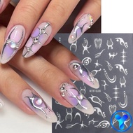 YAP 3D Holographic Fire Flame Nail Sticker Geometric Line Nail Art Decoration Summer Gel Polish Slider Accessories Women