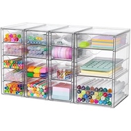 Vtopmart 4 Set Clear Desk Organizer, Pen Organizer with 16 Drawers, Acrylic Desktop Organization and