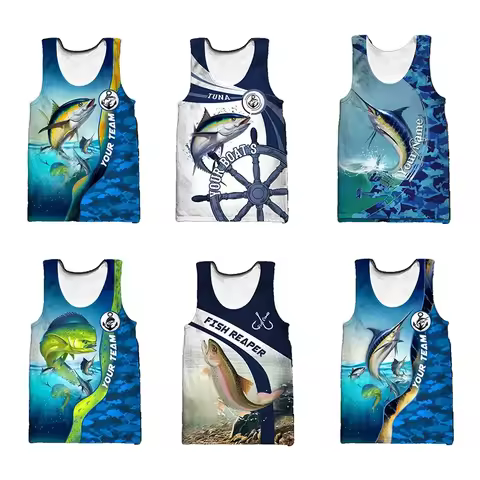Hawaii shark Tank Tops 3d Fishing Print Sleeveless Tank Top Summer Casual O Neck Men Gym Clothing Ha