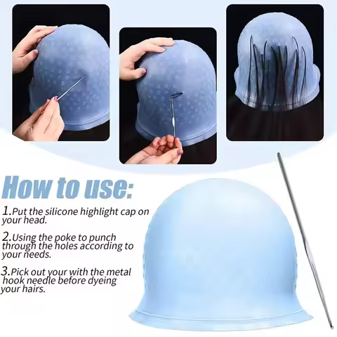 Silicone Hair Coloring Cap Hook Needle Pink Professional Dyeing Tool Highlight Dyeing Frosting Dyein