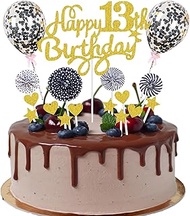 Happy 13th Birthday Cake Decoration 13 Years Boy Girl Cake Decoration 13th Birthday Gold Black Cake 