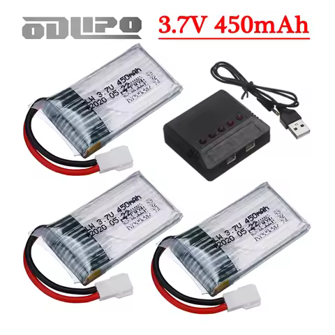 802035 3.7V 450mAh Lipo Battery / Charger for X4 H107 H31 KY101 E33C E33 U816A V252 H6C RC Quadcopte