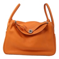 HERMES Swift皮革Lindy 34銀扣手挽肩背兩用袋Orange