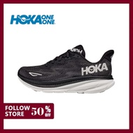 【Offlclal Store】HOKA ONE Clifton9 Wide shock absorbing road running shoes for men women ladies sport sneakers walking training jogging shoes-black