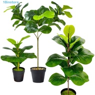 INSTORE Fake Ficus Tree, Real Touch Large Artificial Fiddle Leaves Fig Tree, Green Plant Vibrant Pla