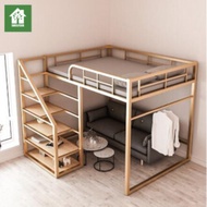Loft Bed Small Apartment Iron Frame Bed Apartment High And Low Bed Frame