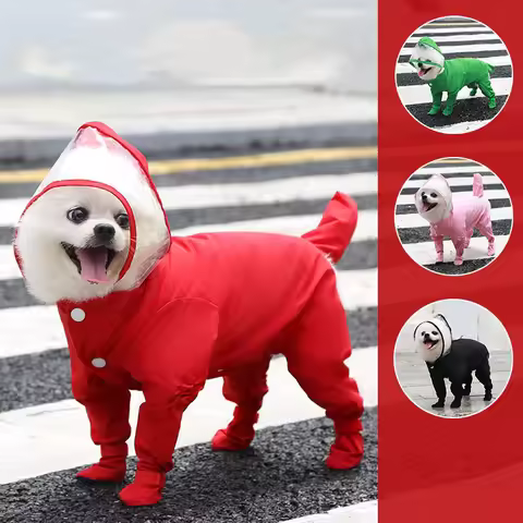 Dog Raincoat Pet Clothes Dog Clothing Waterproof Jumpsuit Jacket Yorkshire Poodle Pomeranian Puppy C