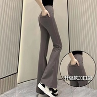 12.2.02 High Waist Shark Pants Flared Skinny Flared Pants with Pockets Flared Pants Narrow-Belly Wai