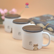 Boys Rule ceramic cup - Ceramic cup with lid, ceramic cup with cartoon pattern, ceramic drinking cup