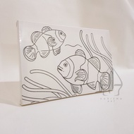 Kanvas Lukis Sketsa 20x30 cm Berkualitas/Kanvas Lukis Sketsa Mewarnai - Ikan nemo