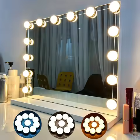 LED Detachable Bulbs Professional Makeup Mirror Lamp USB Power Cosmetic Mirror Light Hollywood Dress