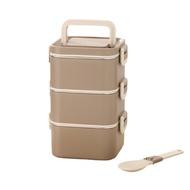 CHICKETTI พร้อมช้อน กล่องอาหารกลางวันสี่เหลี่ยม ป้องกันการรั่วซึม 304 สแตนเลส กล่องอาหารกลางวัน กล่อ