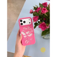 Casing For iPhone 17 Pro Max 16 15 14 13 12PM Silicone TPU Pink Rose Soft Phone Case Cover 手机壳 Aesth