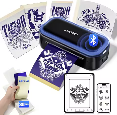 AIMO MR3 Mini Wireless Tattoo Stencil Printer Transfer Tattoo Printer with 30pcs Tattoo Transfer Pap