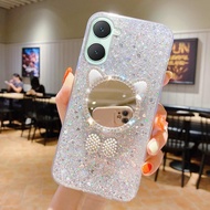 KONSMART Shiny Rhinestone Makeup Mirror Phone Case for VIVO Y28S 5G Y18 Y18S Y03 Y03T Y17S Y27S Y27 