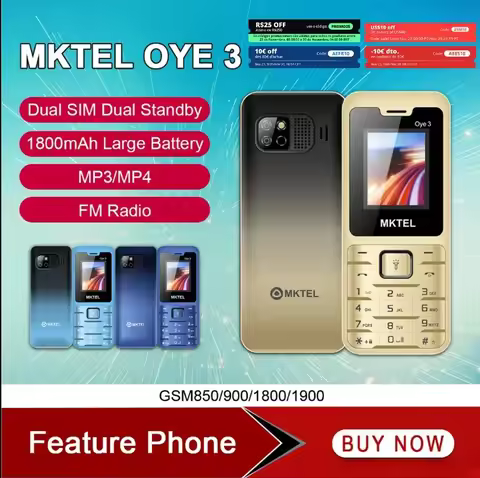 MKTEL OYE 3 Feature Phone 1.77inch Display 1800mAh Dual SIM Dual Standby MP3 MP4 FM Radio with Stron