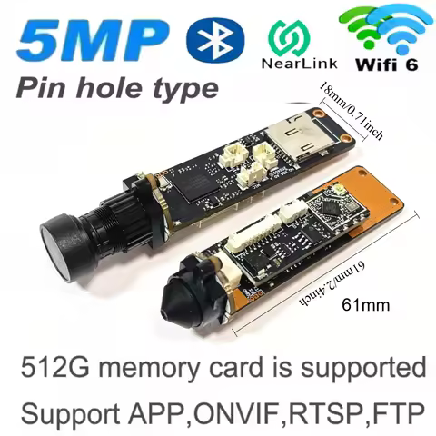 Mini 5mp Wifi Camera 5MP HD P2P Size 18mm Audio Wireless IP Camera Module PCB SD Card Slot for Home