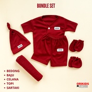 Newborn Bundle Package: Plain Maroon Sartaki Hat Swaddle Set Newborn Baby Swaddle/
